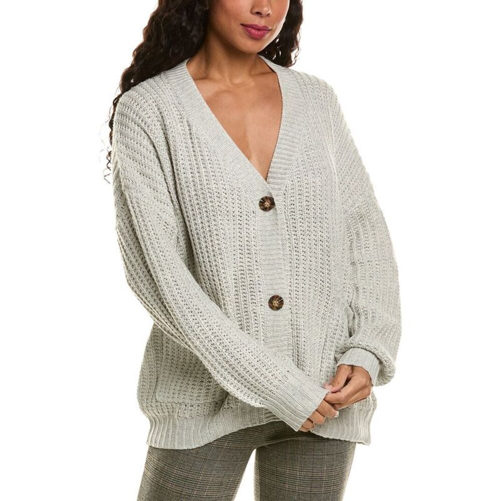 Labiz Womens  Wool-Blend Cardigan, Grey